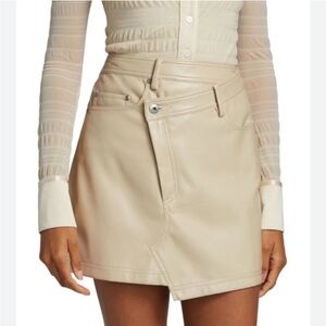 $378 Jonathan Simghai Standard Katie Faux Leather Asymmetric Mini Skirt Ceramic
